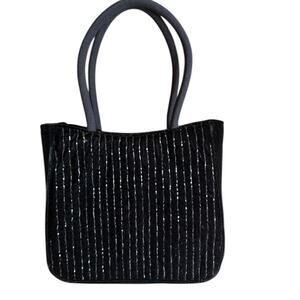 Talbots Velvet Beaded Evening Bag Black